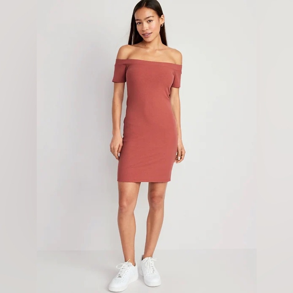 Old Navy Fitted Off-The-Shoulder Rib-Knit Mini Dress for Women